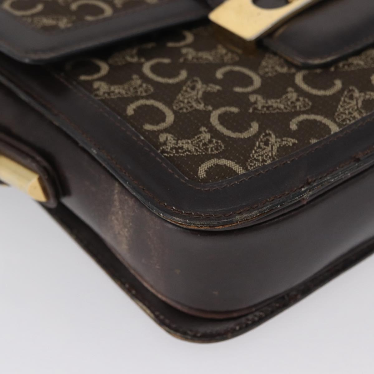 CELINE C Sulky Shoulder Bag Canvas Brown Gold Auth ep13505