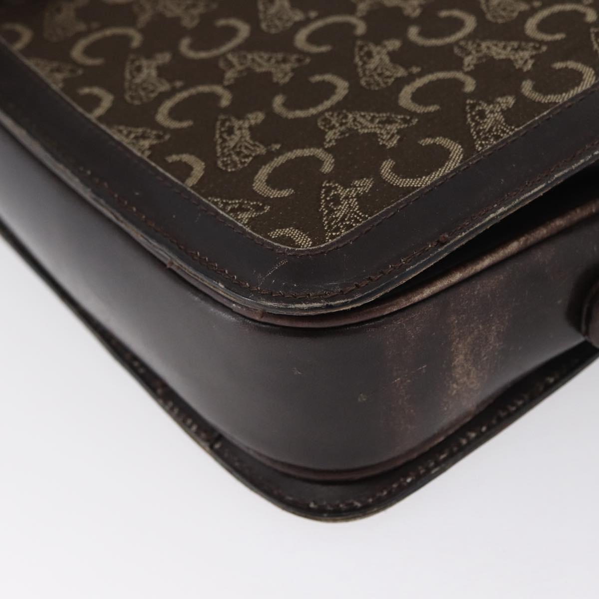 CELINE C Sulky Shoulder Bag Canvas Brown Gold Auth ep13505