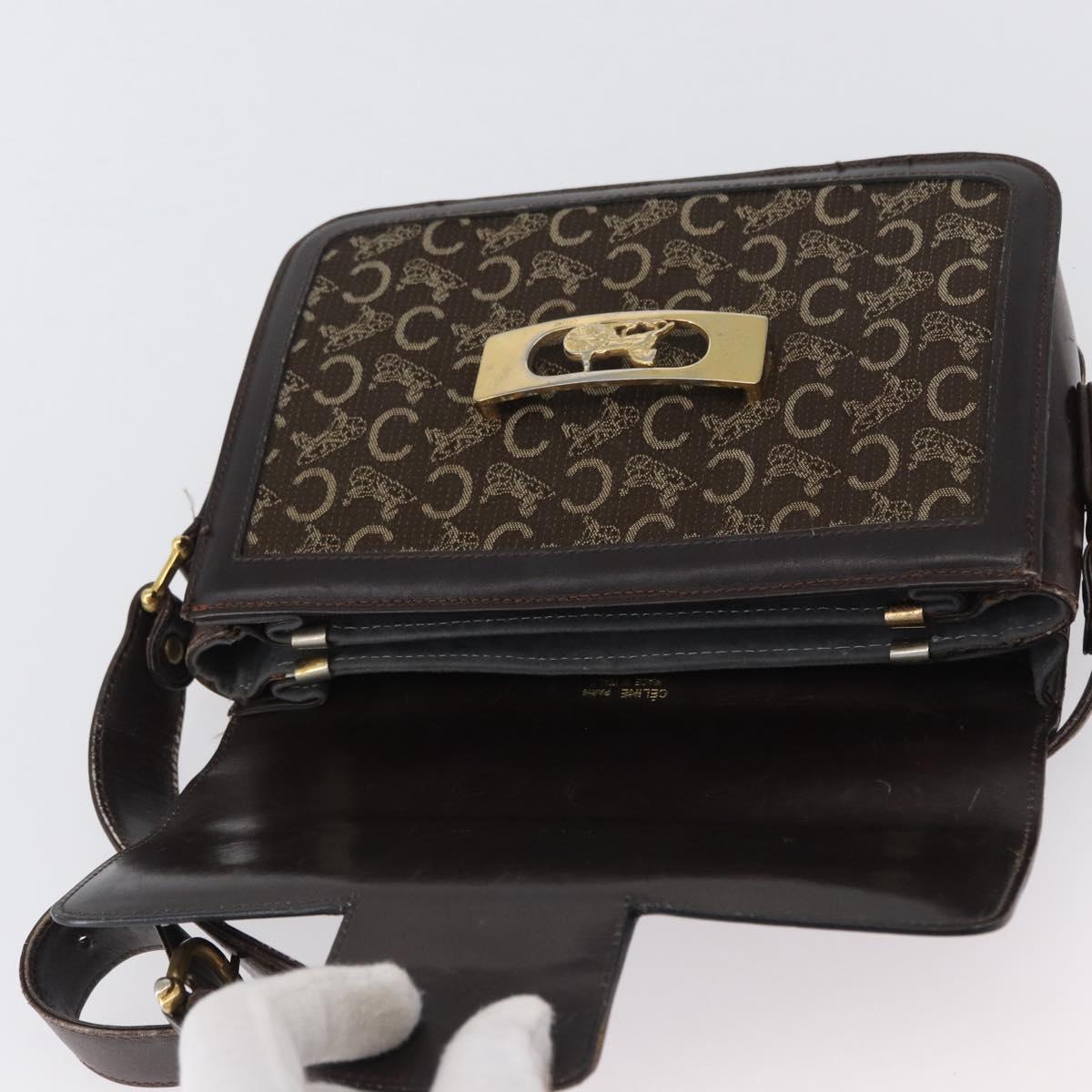 CELINE C Sulky Shoulder Bag Canvas Brown Gold Auth ep13505