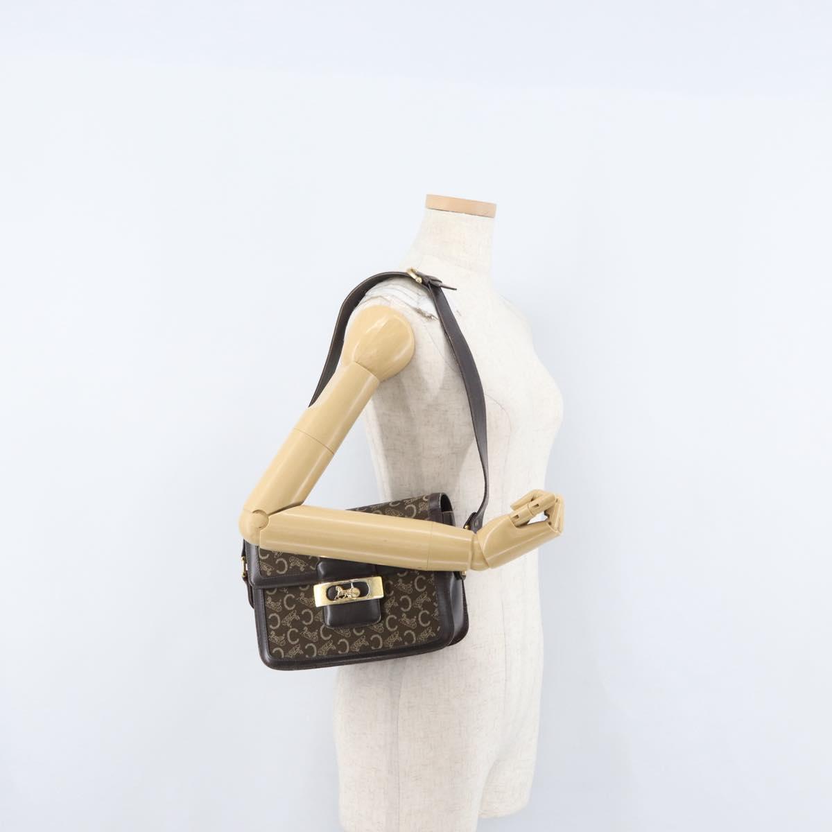 CELINE C Sulky Shoulder Bag Canvas Brown Gold Auth ep13505