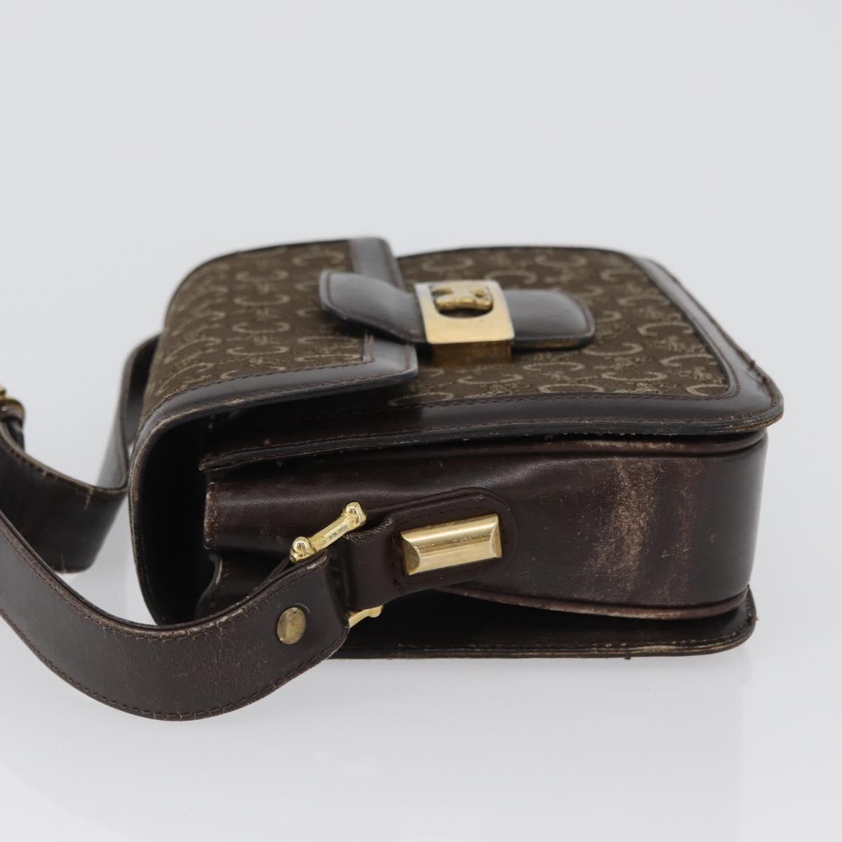 CELINE C Sulky Shoulder Bag Canvas Brown Gold Auth ep13505