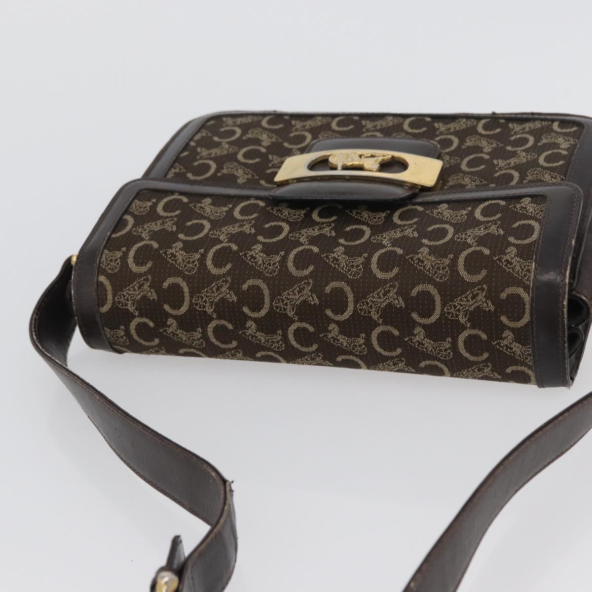 CELINE C Sulky Shoulder Bag Canvas Brown Gold Auth ep13505