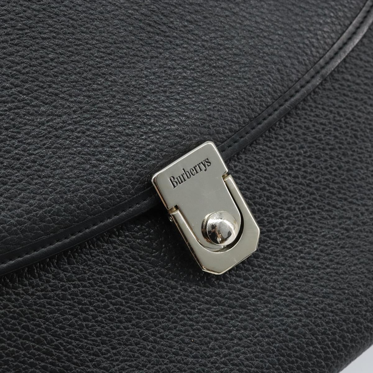 Burberrys Hand Bag Leather 2way Black Silver Auth ep13509