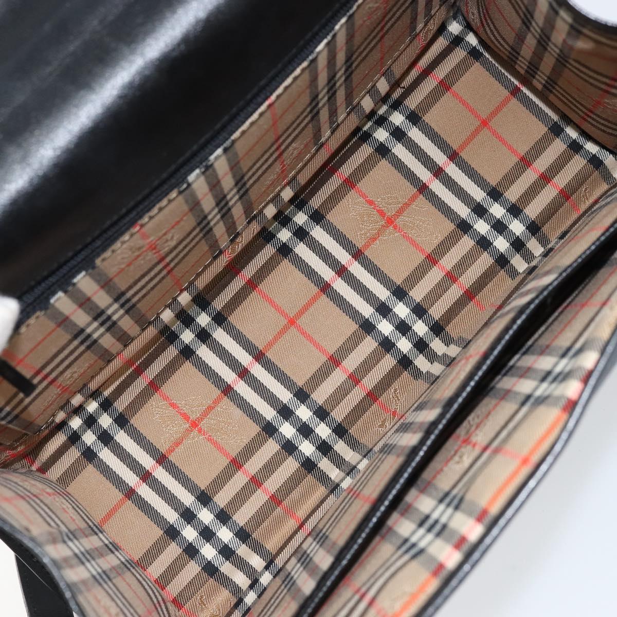 Burberrys Hand Bag Leather 2way Black Silver Auth ep13509