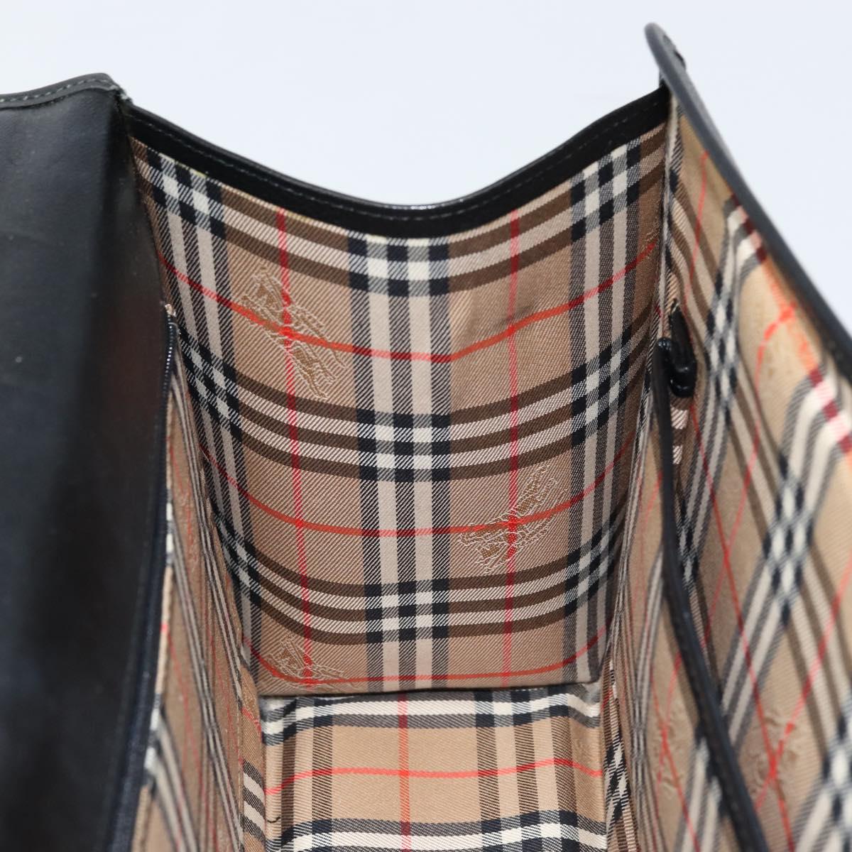 Burberrys Hand Bag Leather 2way Black Silver Auth ep13509