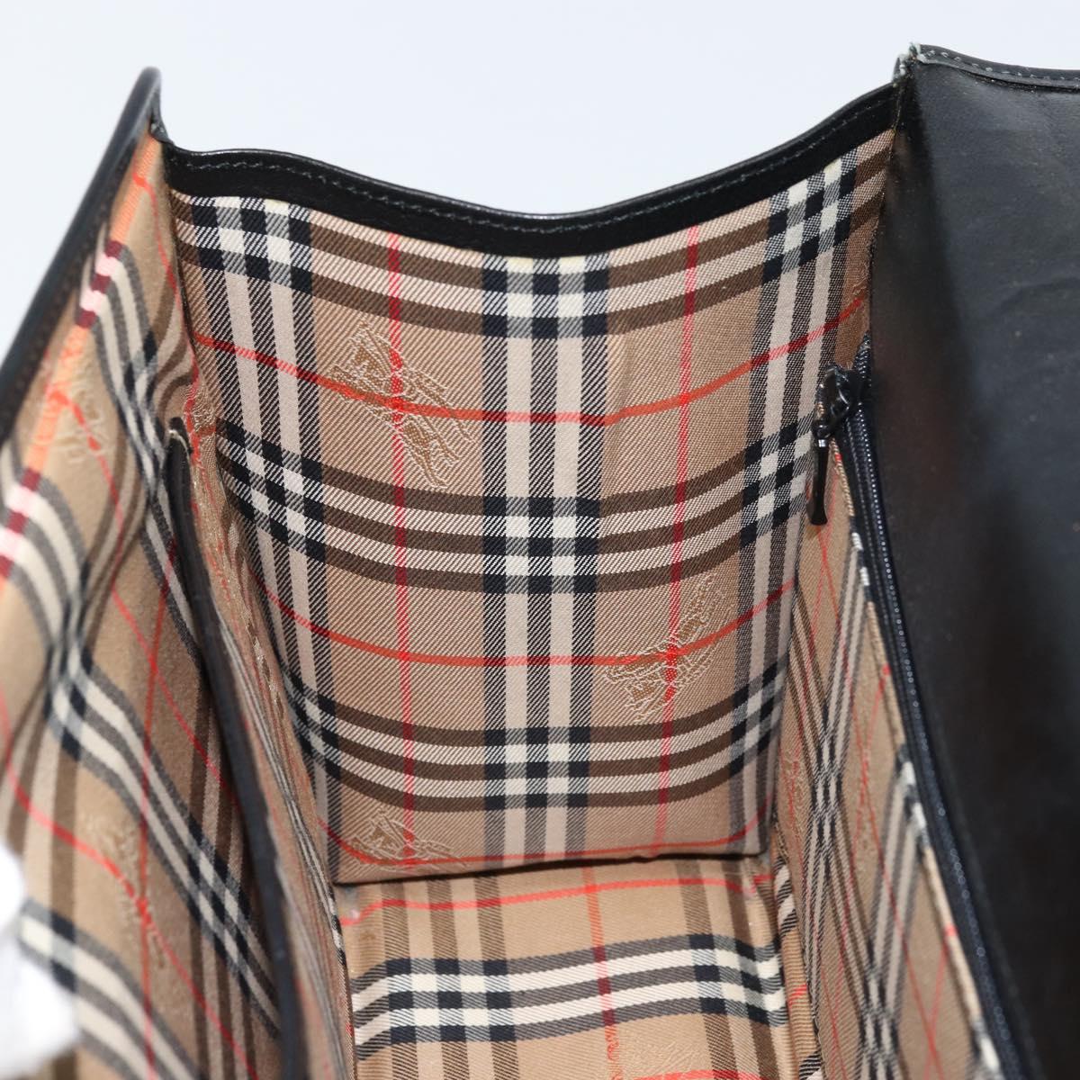 Burberrys Hand Bag Leather 2way Black Silver Auth ep13509