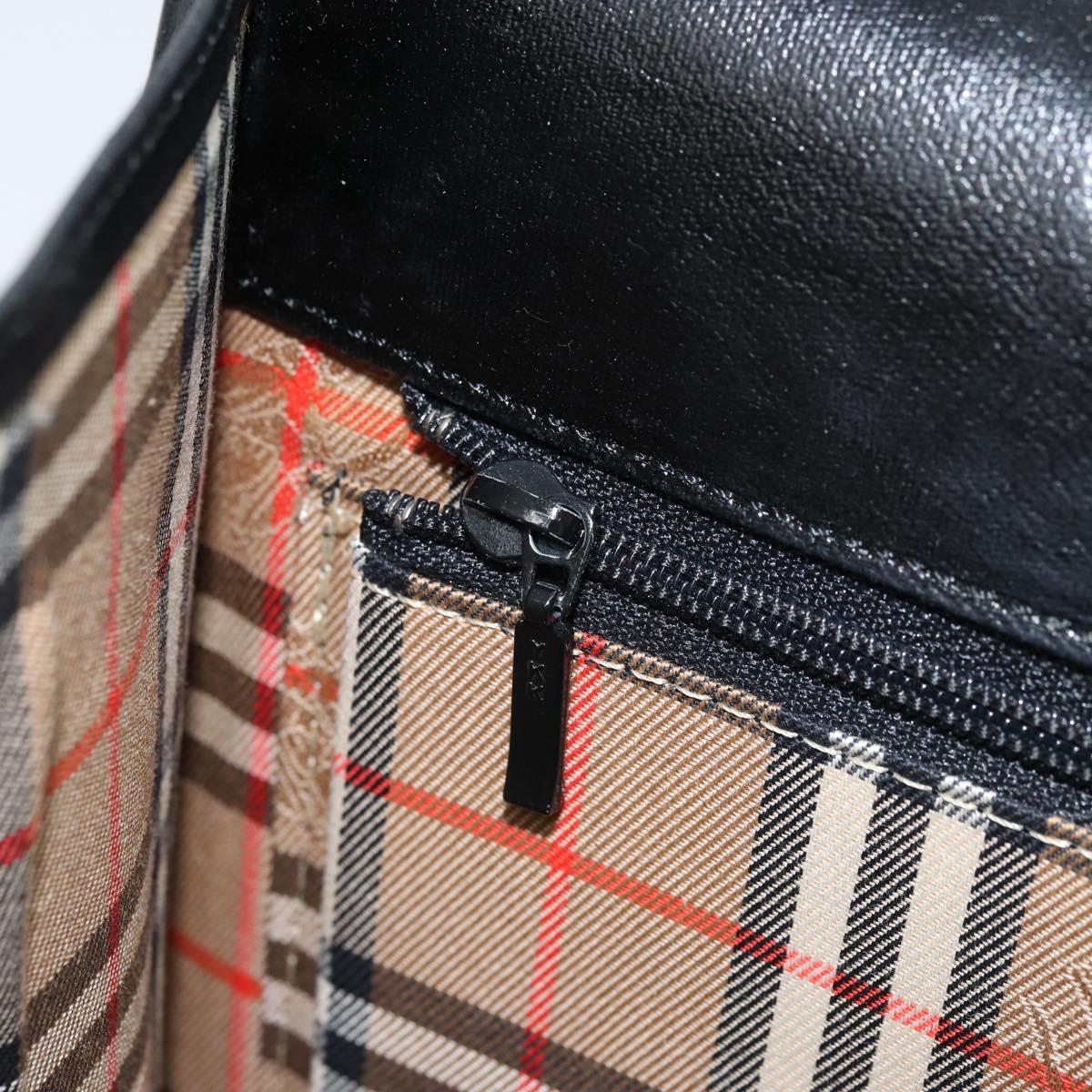 Burberrys Hand Bag Leather 2way Black Silver Auth ep13509