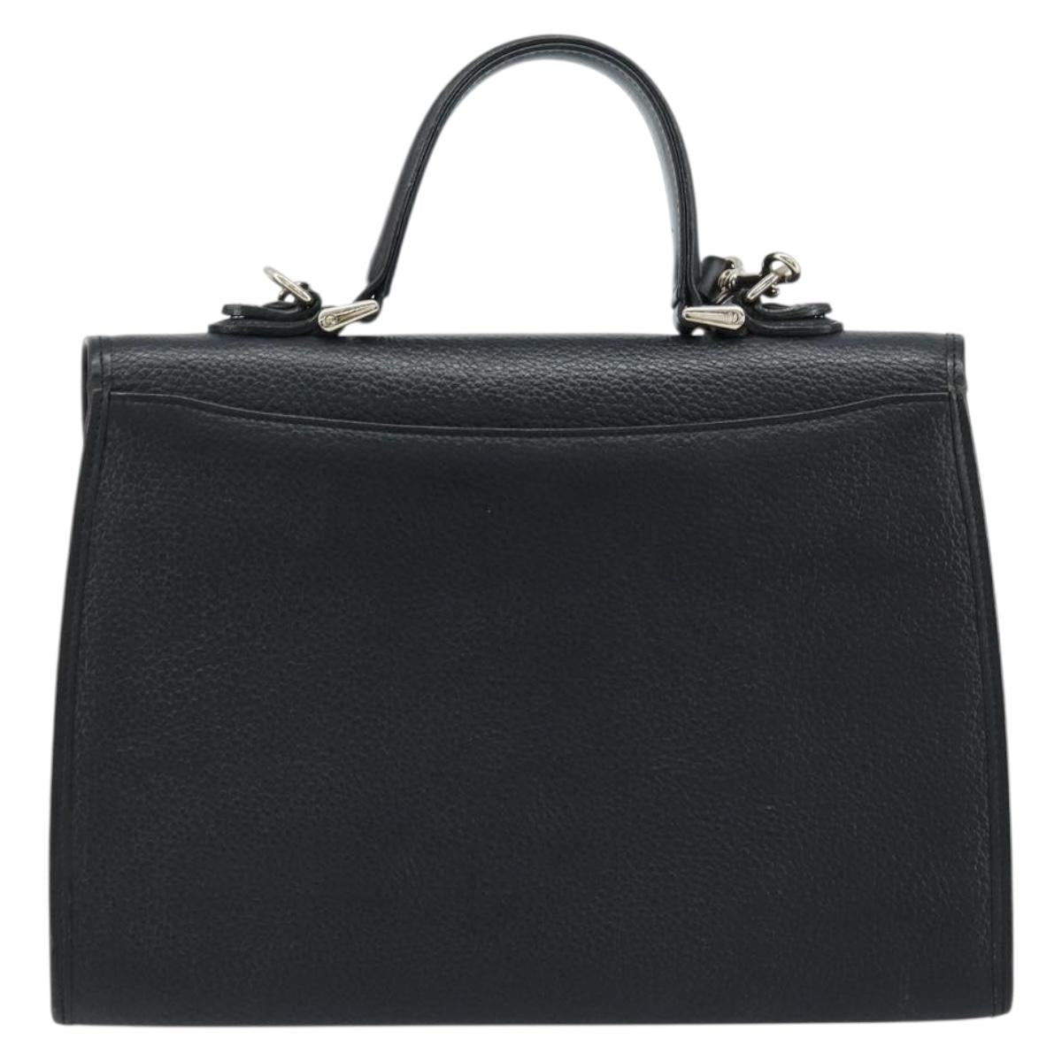 Burberrys Hand Bag Leather 2way Black Silver Auth ep13509