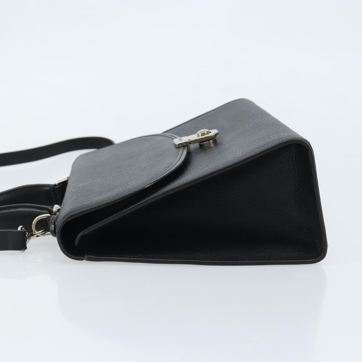 Burberrys Hand Bag Leather 2way Black Silver Auth ep13509