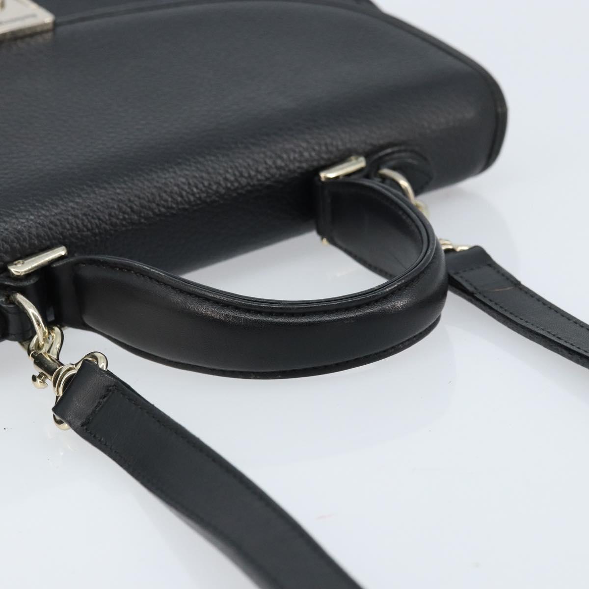 Burberrys Hand Bag Leather 2way Black Silver Auth ep13509