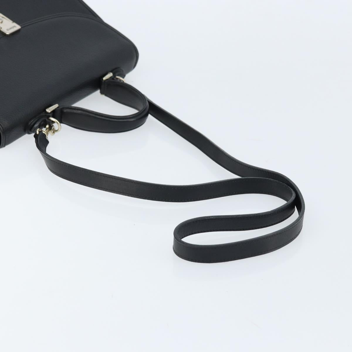 Burberrys Hand Bag Leather 2way Black Silver Auth ep13509