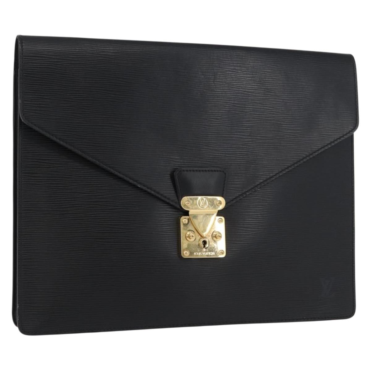 LOUIS VUITTON Epi Porte Documents・Senatur Briefcase Black M54452 Auth ep13511
