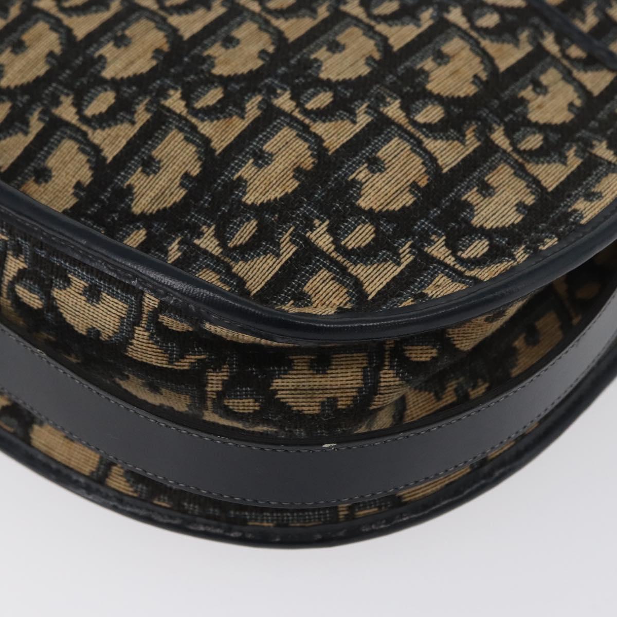 Christian Dior Trotter Canvas Shoulder Bag Navy Gold Auth ep13512