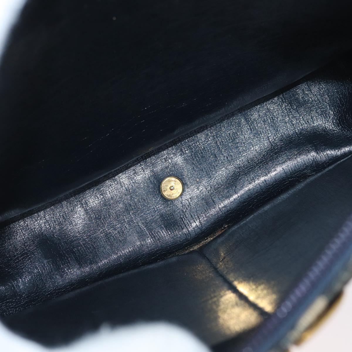 Christian Dior Trotter Canvas Shoulder Bag Navy Gold Auth ep13512