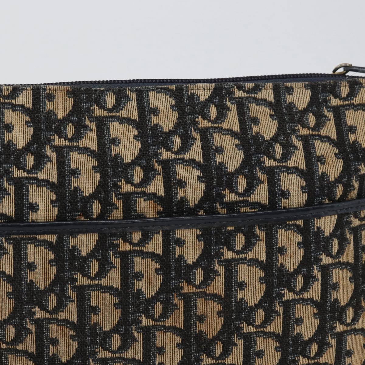 Christian Dior Trotter Canvas Shoulder Bag Navy Gold Auth ep13512
