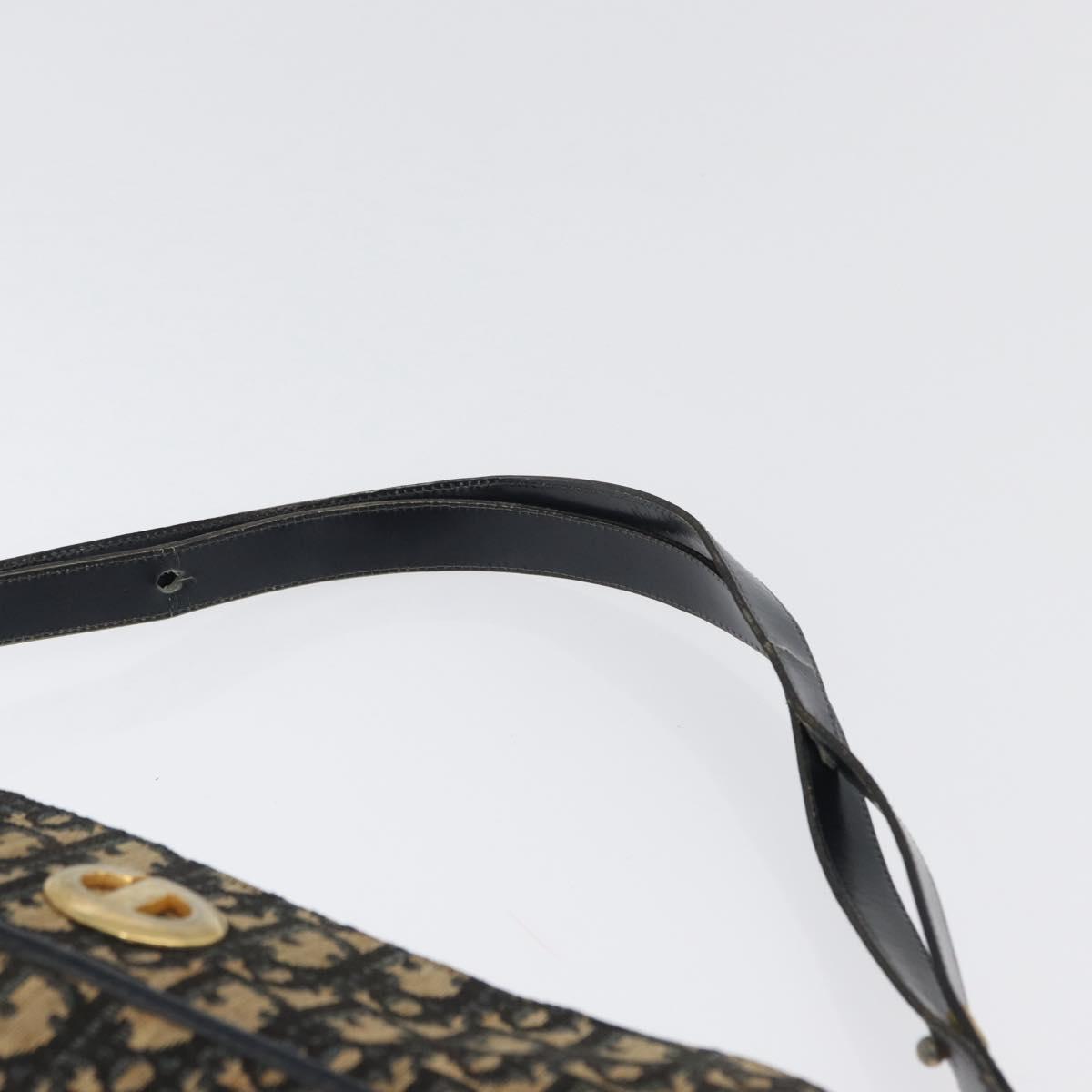 Christian Dior Trotter Canvas Shoulder Bag Navy Gold Auth ep13512