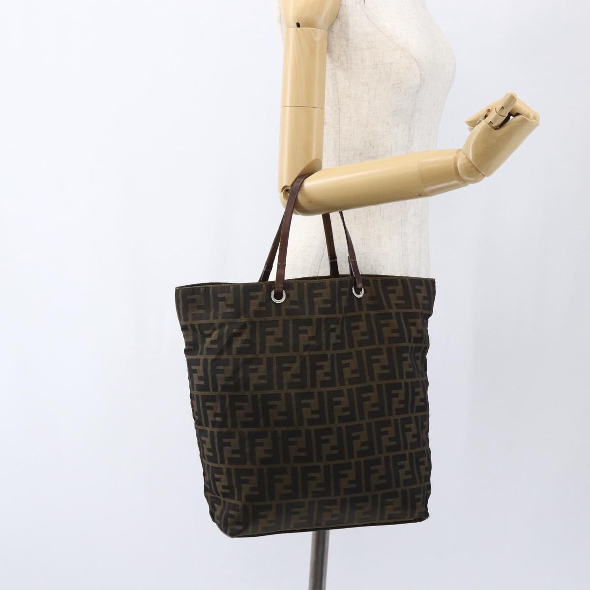FENDI Zucca Canvas Hand Bag Black Brown Auth ep13514