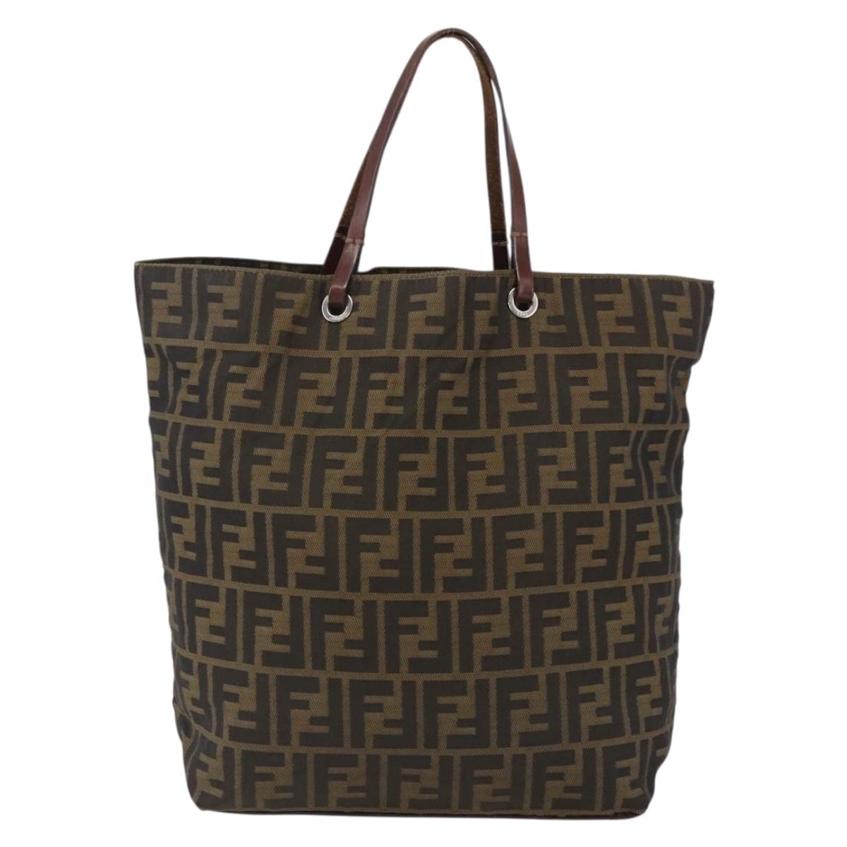 FENDI Zucca Canvas Hand Bag Black Brown Auth ep13514