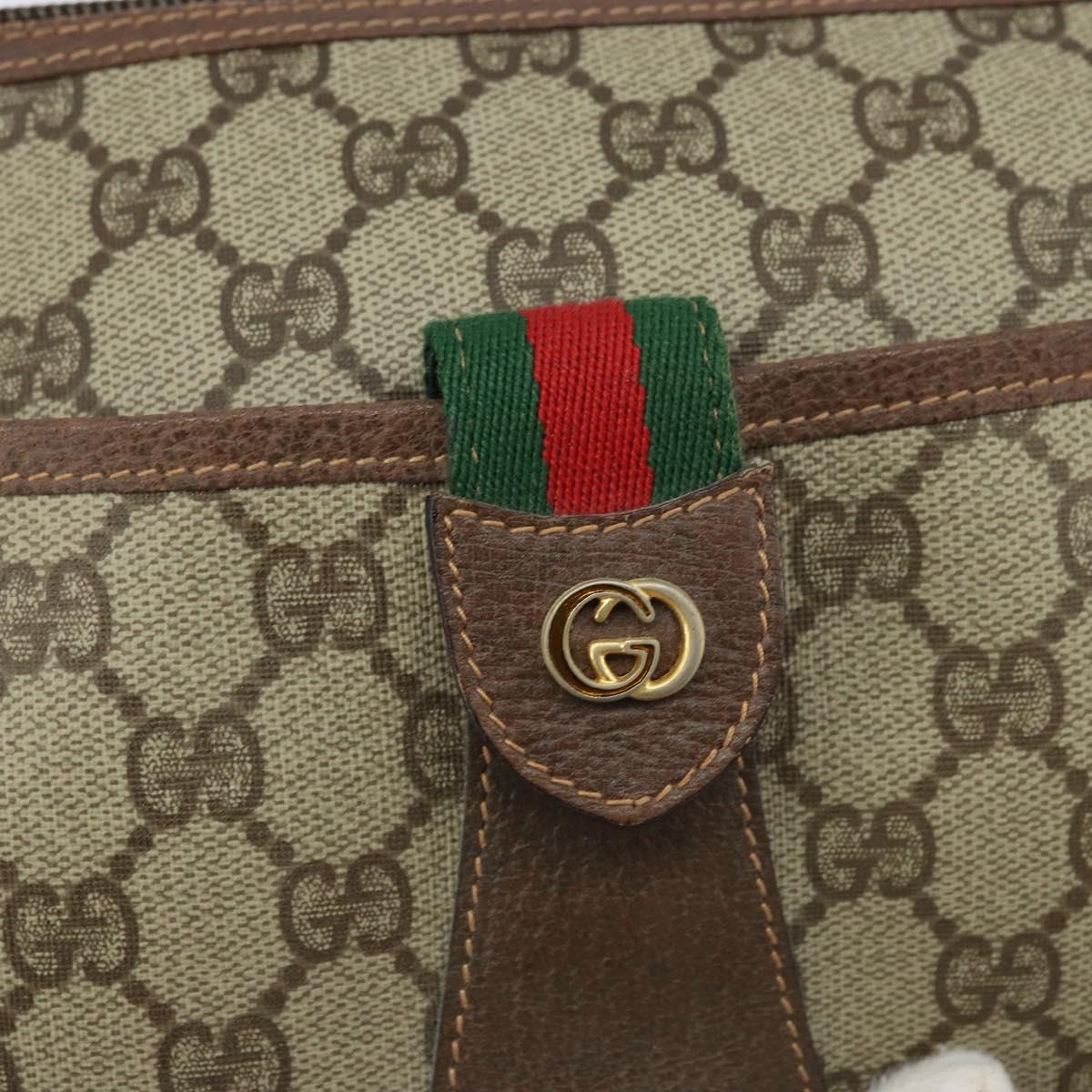 GUCCI GG Supreme Web Sherry Line Bag PVC Beige 001 123 6177 002 Auth ep13516