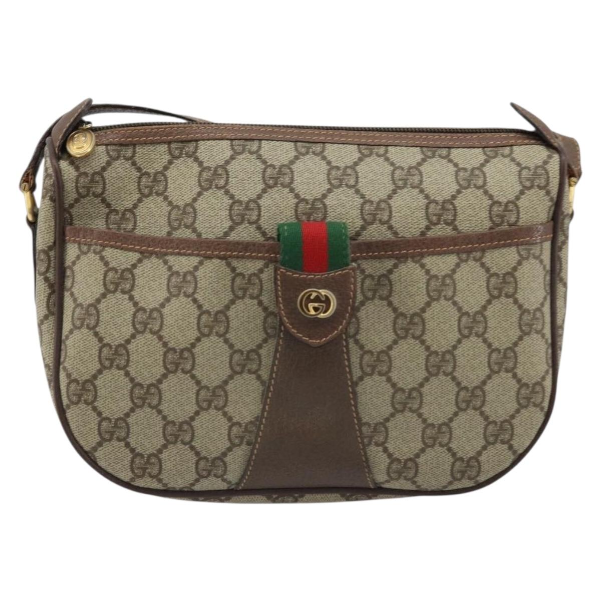 GUCCI GG Supreme Web Sherry Line Bag PVC Beige 001 123 6177 002 Auth ep13516