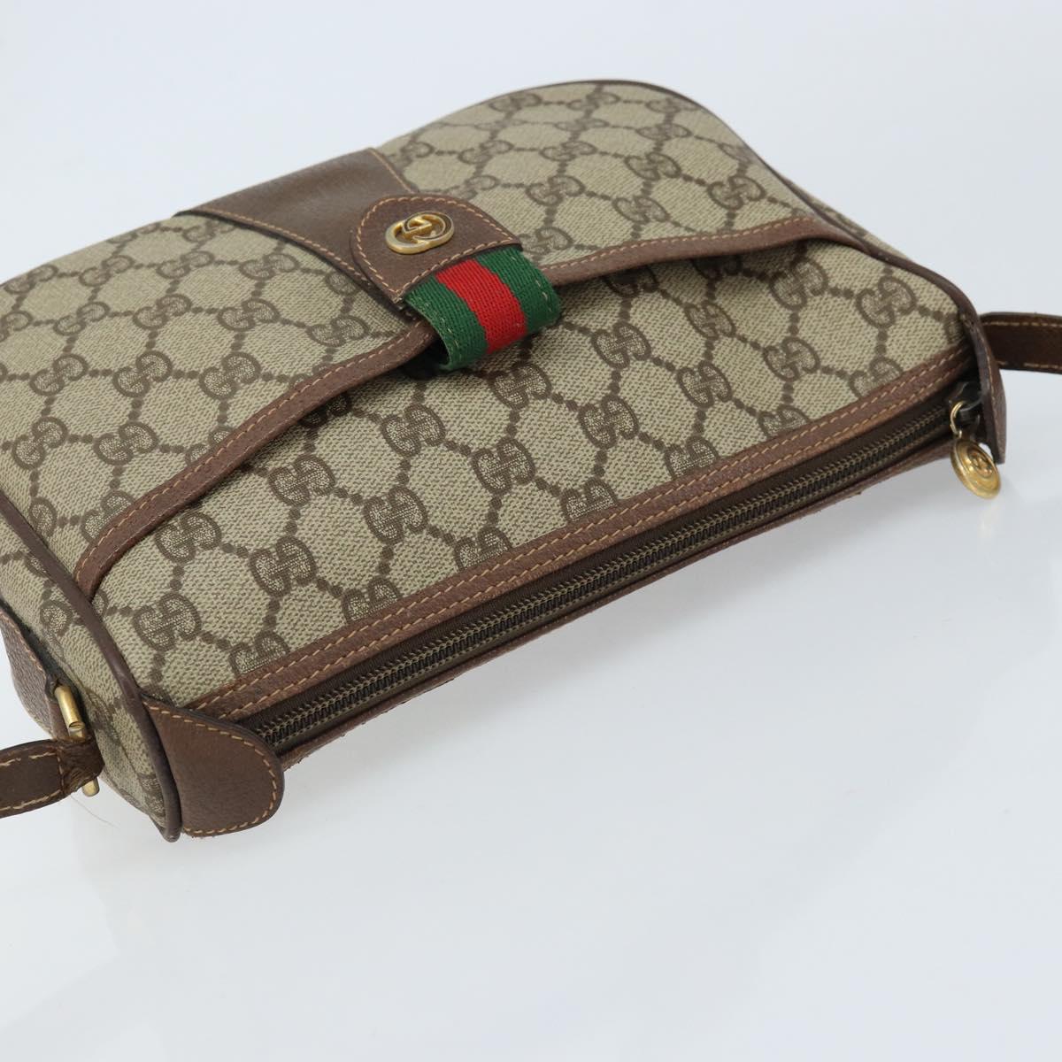 GUCCI GG Supreme Web Sherry Line Bag PVC Beige 001 123 6177 002 Auth ep13516