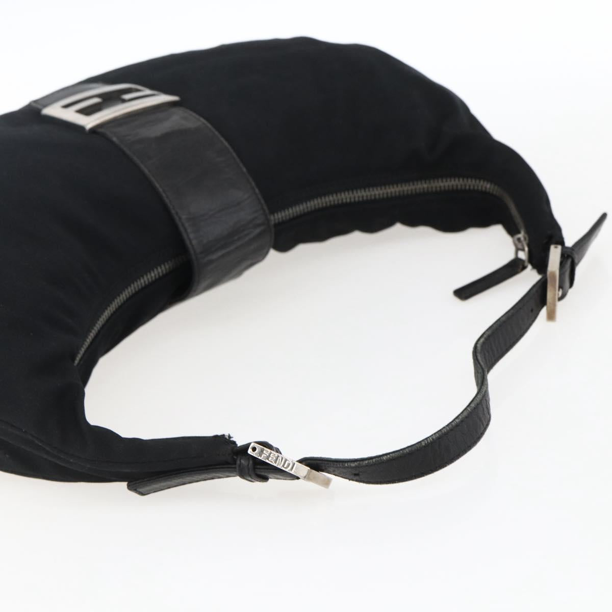 FENDI Mamma Baguette Shoulder Bag Nylon Black Silver Auth ep13517