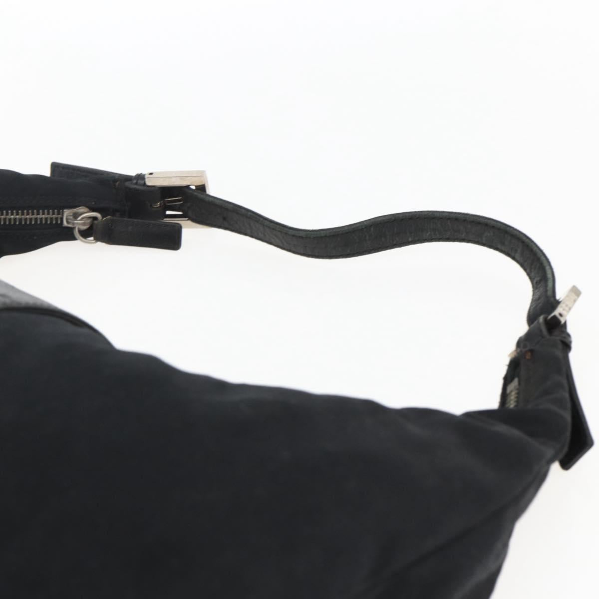 FENDI Mamma Baguette Shoulder Bag Nylon Black Silver Auth ep13517