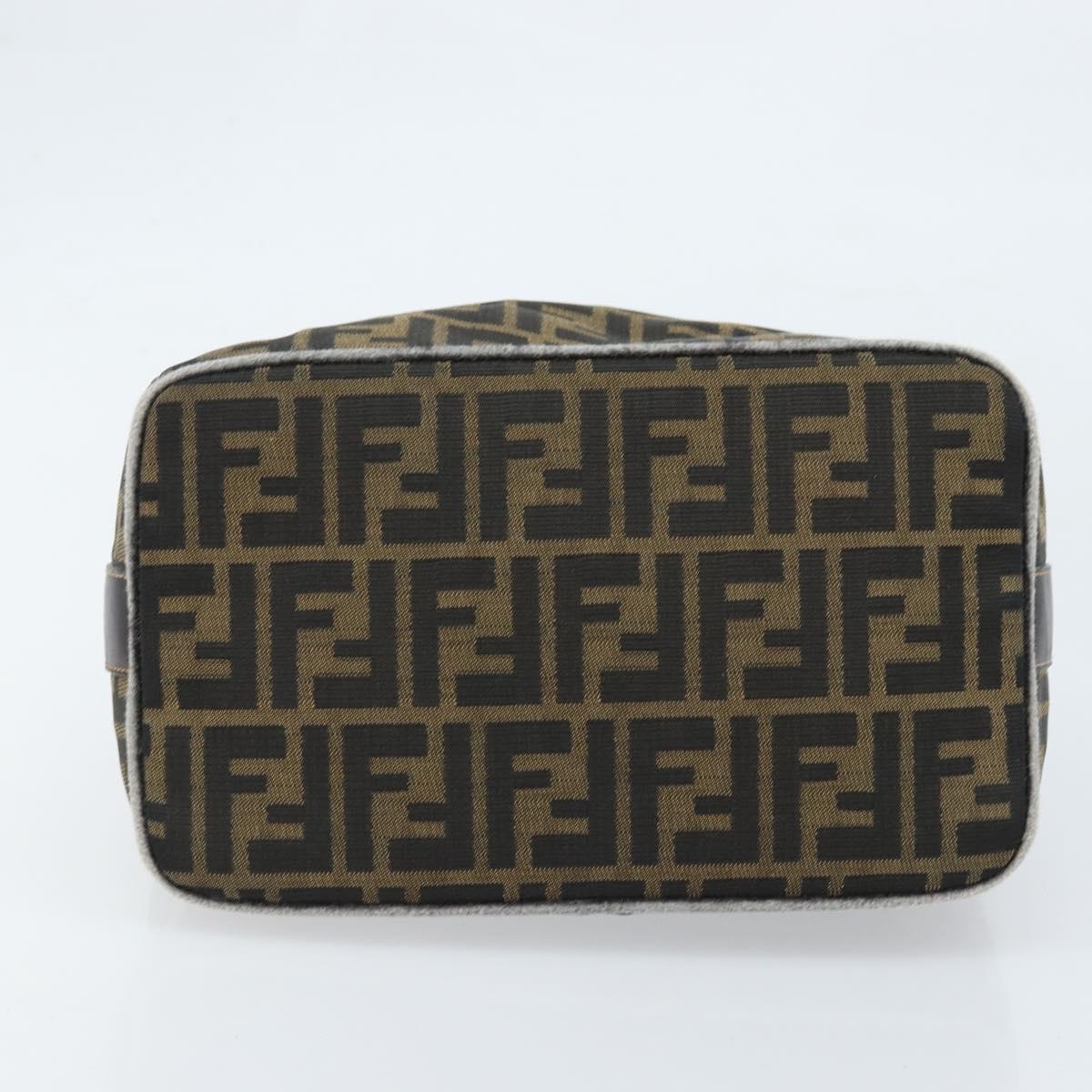 FENDI Zucca Canvas Vanity Hand Bag Black Brown gold Auth ep13520