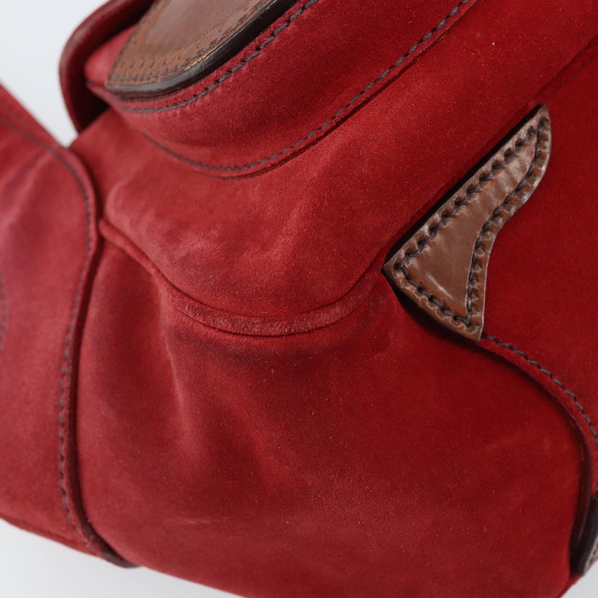 PRADA Shoulder Bag Suede Red Silver Auth ep13522