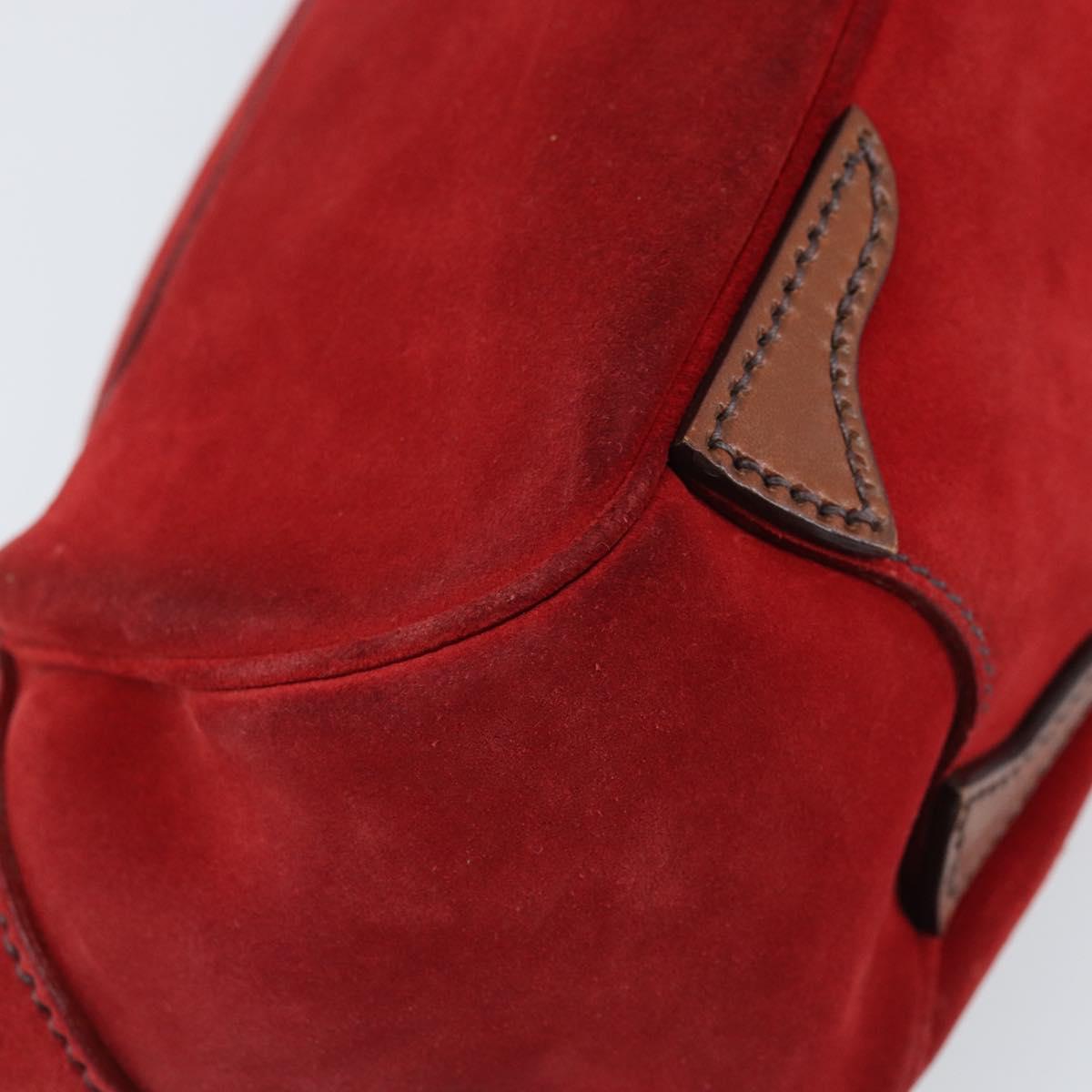 PRADA Shoulder Bag Suede Red Silver Auth ep13522