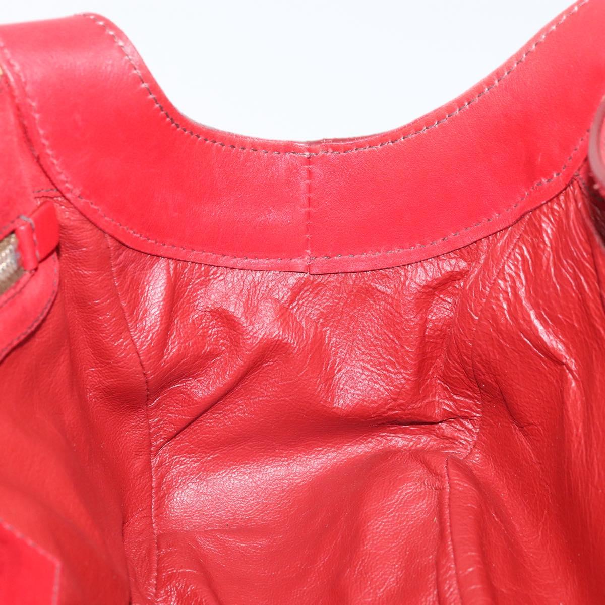 PRADA Shoulder Bag Suede Red Silver Auth ep13522