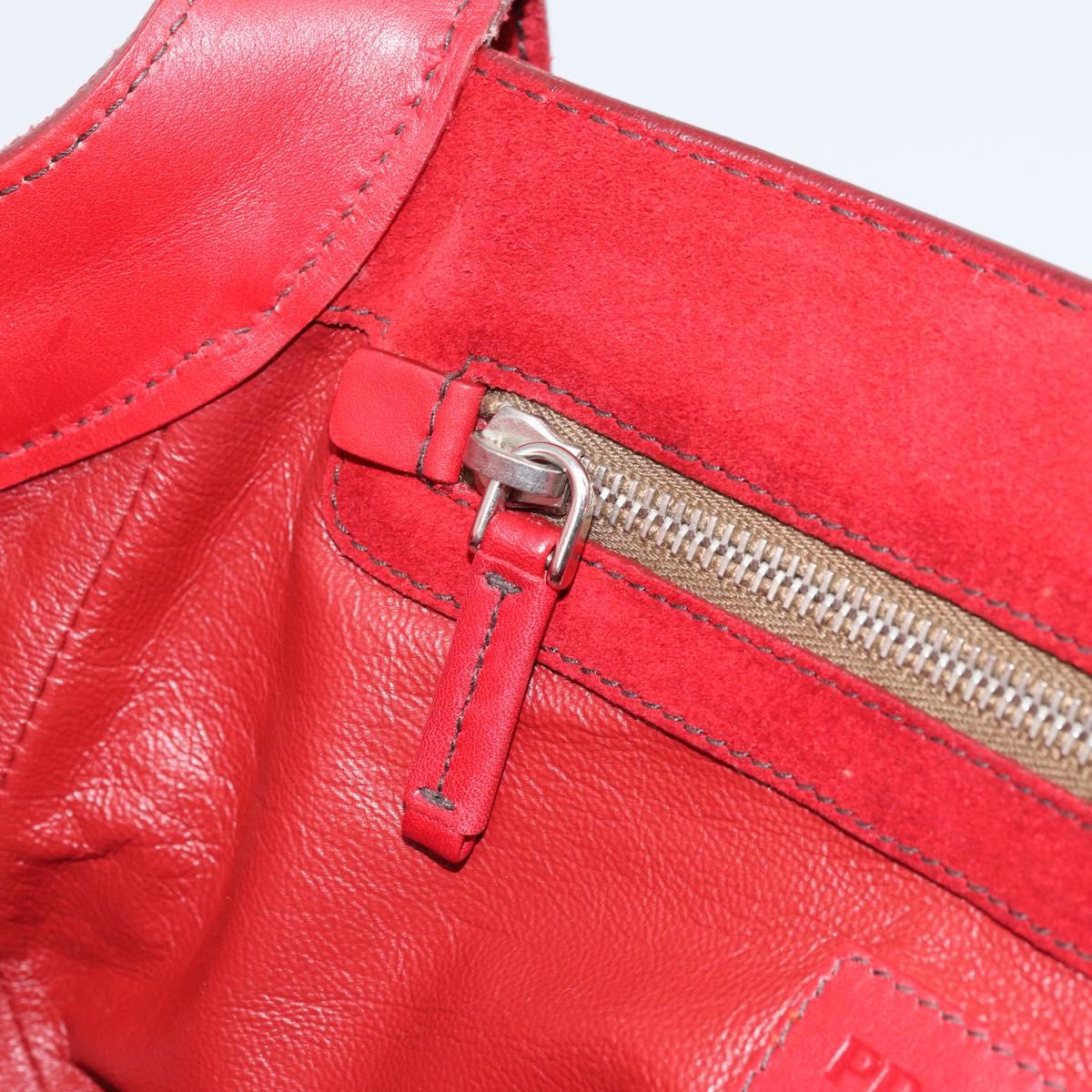 PRADA Shoulder Bag Suede Red Silver Auth ep13522