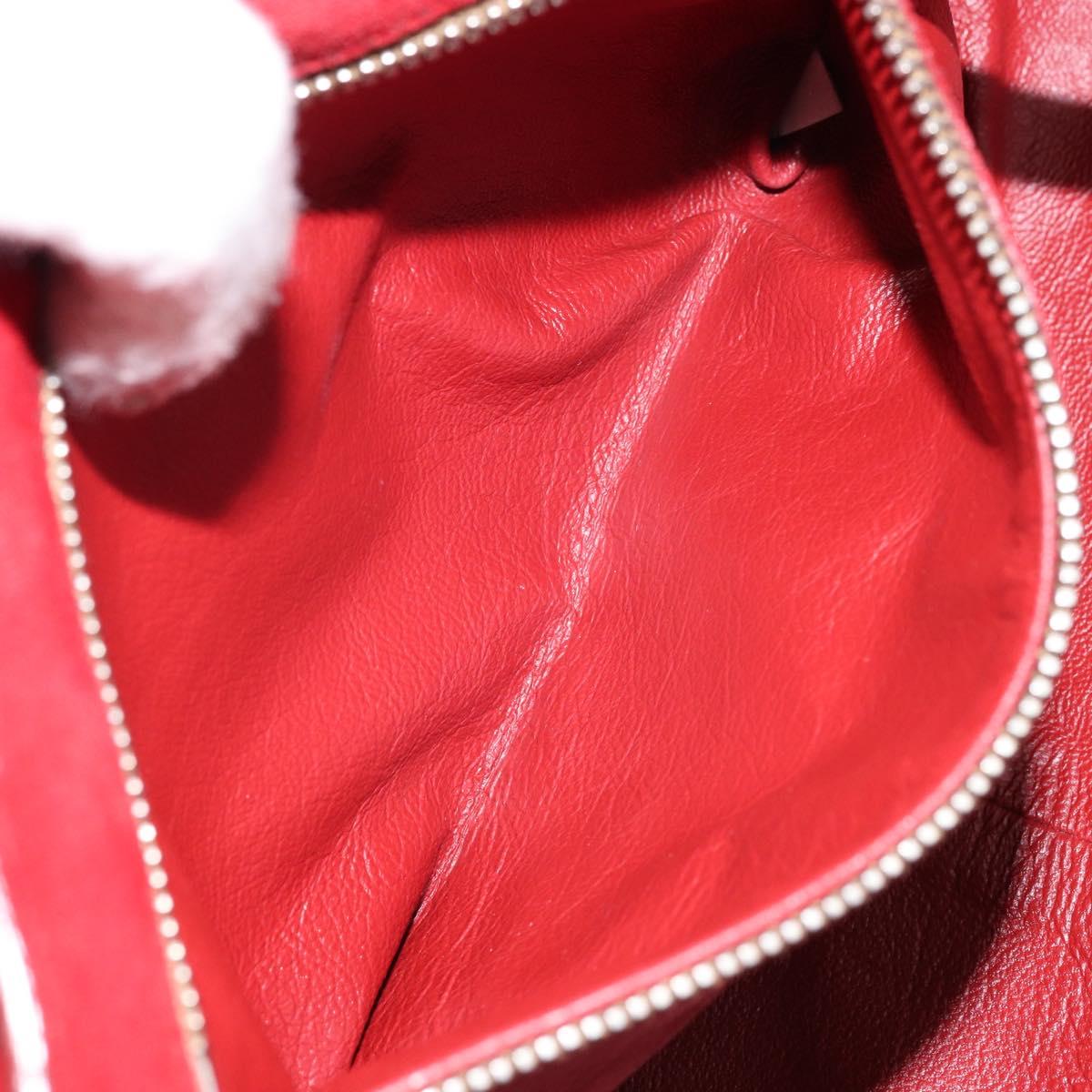 PRADA Shoulder Bag Suede Red Silver Auth ep13522