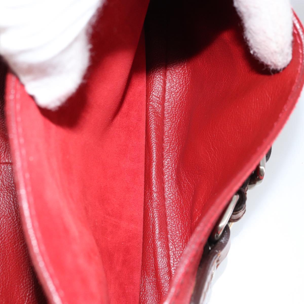 PRADA Shoulder Bag Suede Red Silver Auth ep13522