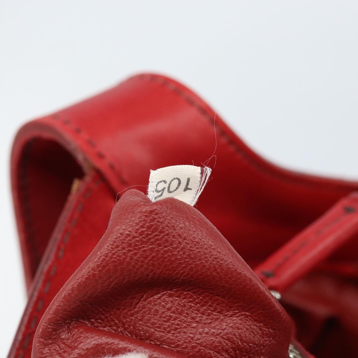 PRADA Shoulder Bag Suede Red Silver Auth ep13522