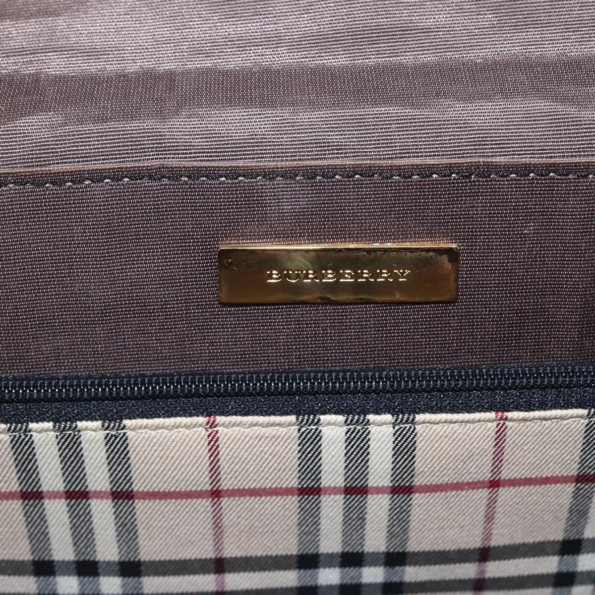 BURBERRY Hand Bag Leather Black Silver Auth ep13523