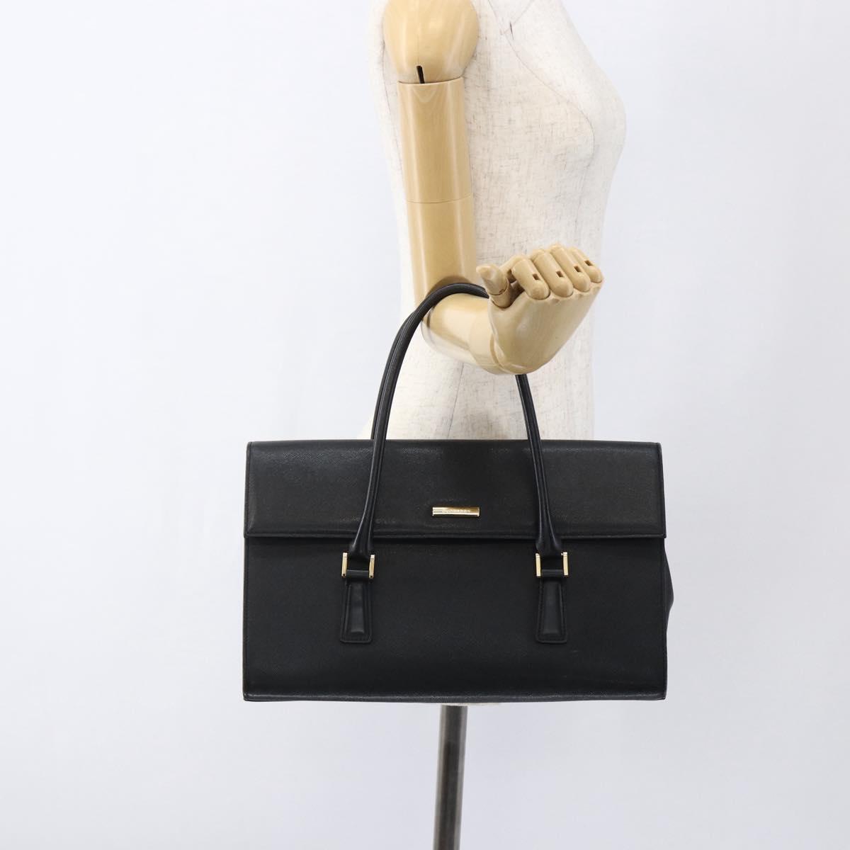 BURBERRY Hand Bag Leather Black Silver Auth ep13523