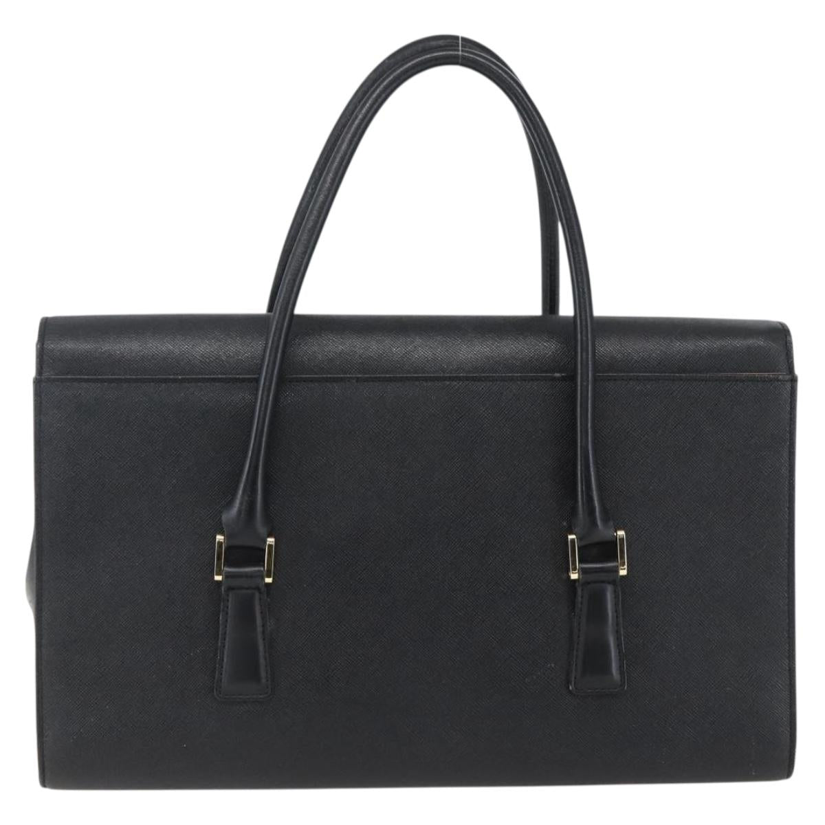 BURBERRY Hand Bag Leather Black Silver Auth ep13523