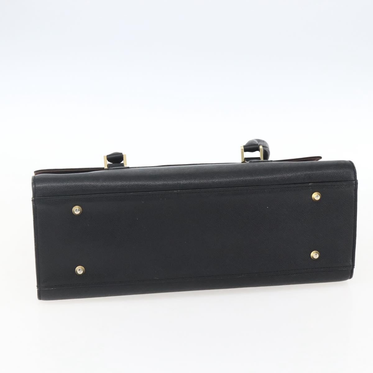 BURBERRY Hand Bag Leather Black Silver Auth ep13523
