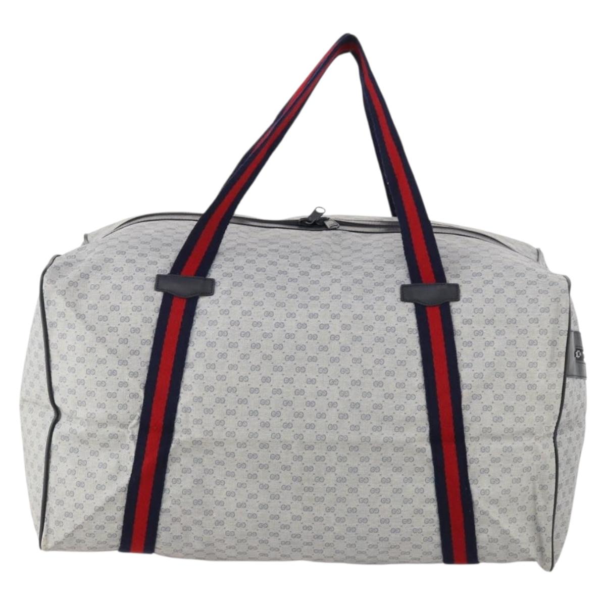 GUCCI Micro GG Supreme Sherry Line Boston Bag PVC Navy Red Auth ep13528