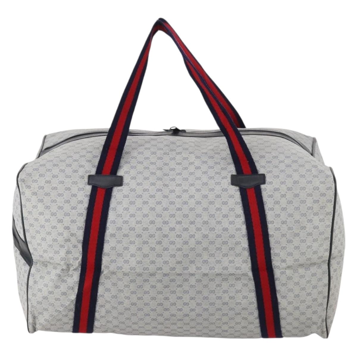 GUCCI Micro GG Supreme Sherry Line Boston Bag PVC Navy Red Auth ep13528
