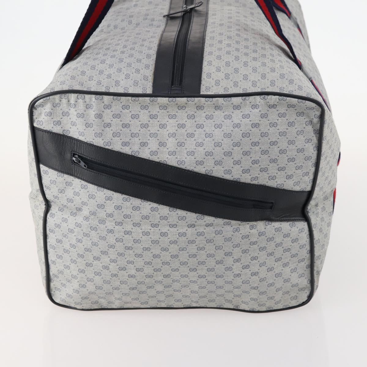 GUCCI Micro GG Supreme Sherry Line Boston Bag PVC Navy Red Auth ep13528