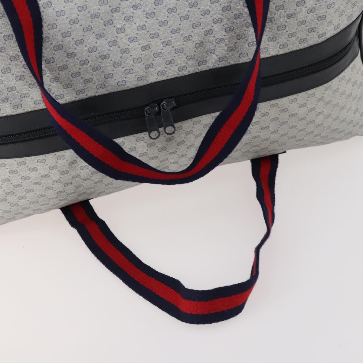 GUCCI Micro GG Supreme Sherry Line Boston Bag PVC Navy Red Auth ep13528