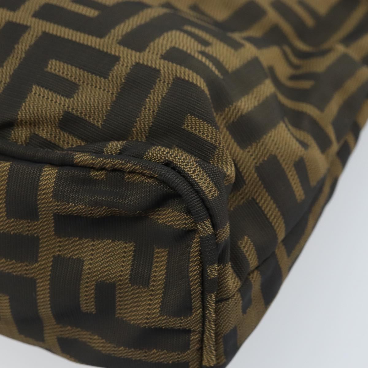 FENDI Zucca Canvas Hand Bag Brown Black Auth ep13529