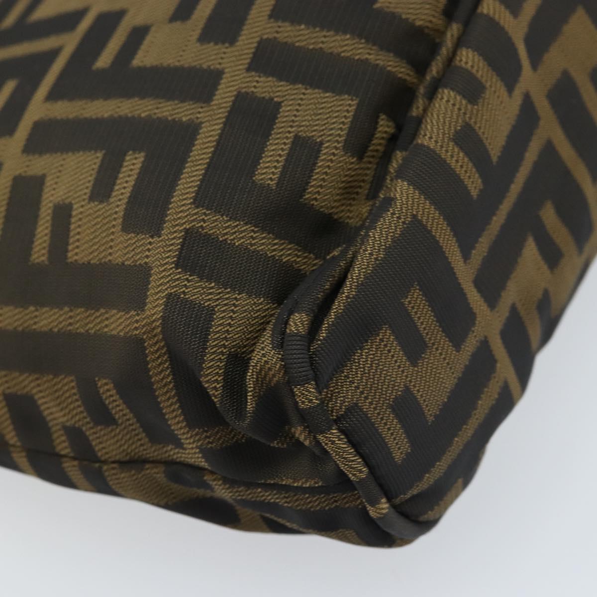FENDI Zucca Canvas Hand Bag Brown Black Auth ep13529