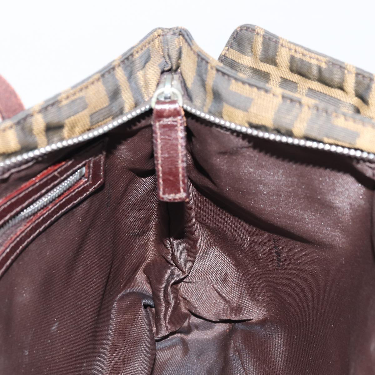 FENDI Zucca Canvas Hand Bag Brown Black Auth ep13529