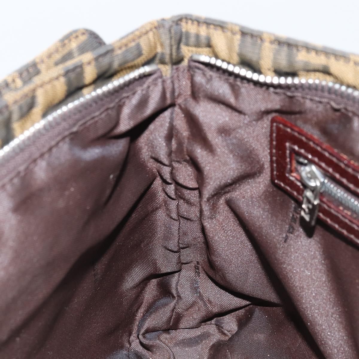 FENDI Zucca Canvas Hand Bag Brown Black Auth ep13529