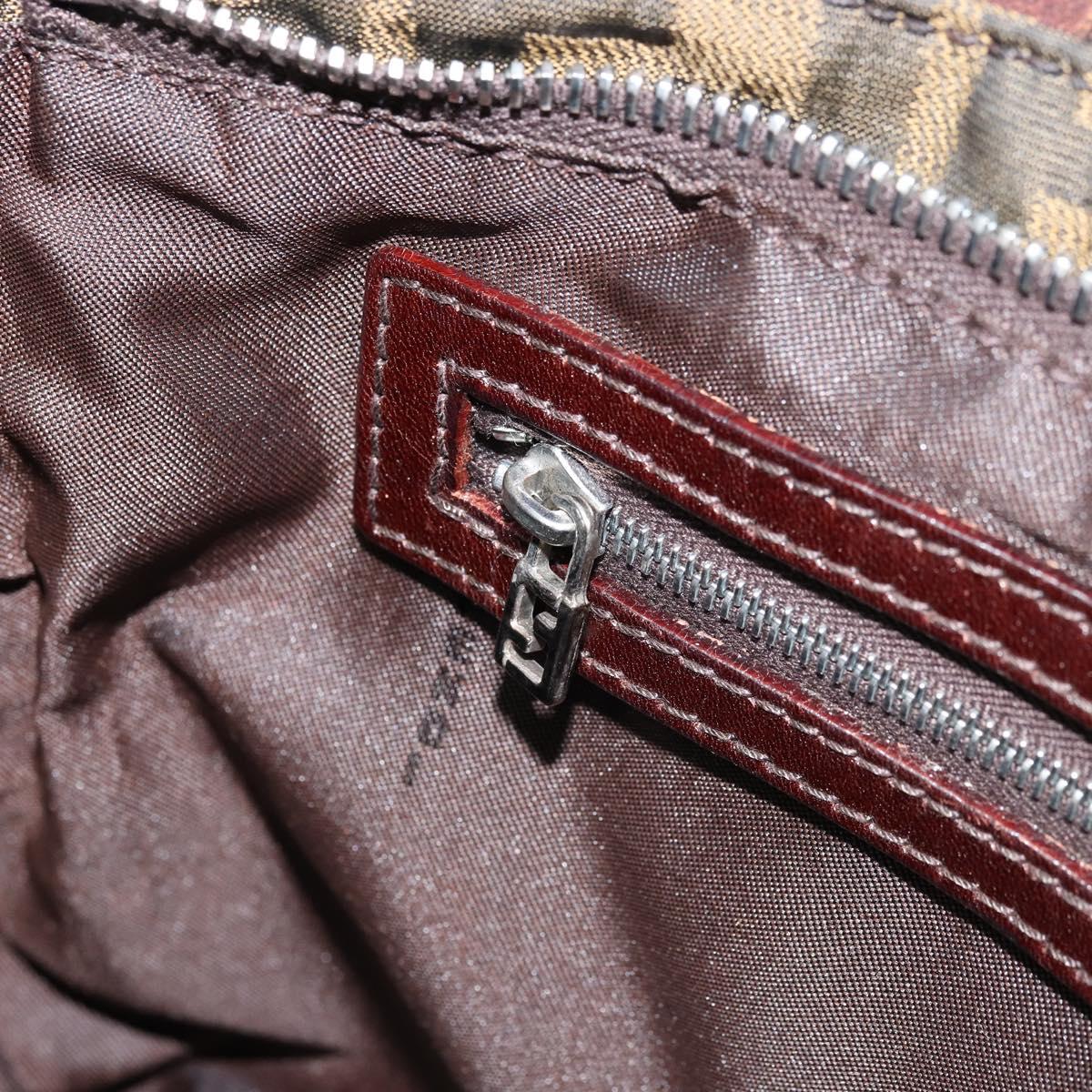 FENDI Zucca Canvas Hand Bag Brown Black Auth ep13529