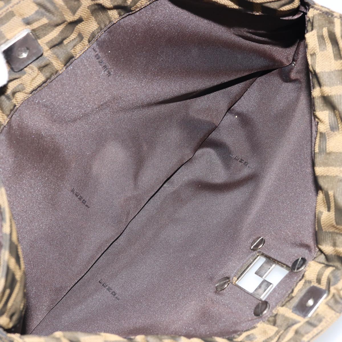 FENDI Zucca Canvas Hand Bag Brown Black Auth ep13529