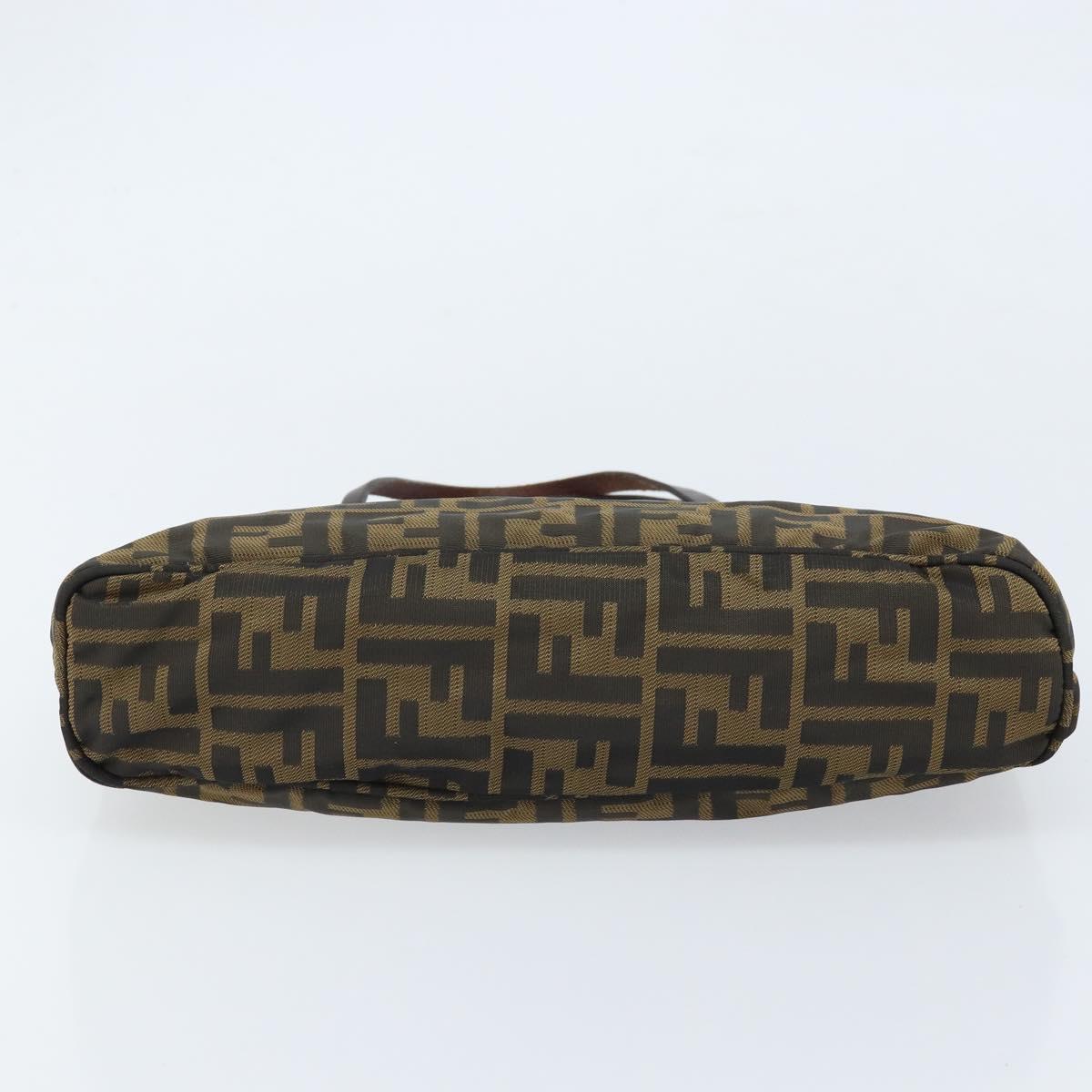 FENDI Zucca Canvas Hand Bag Brown Black Auth ep13529